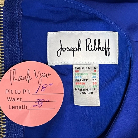 Joseph Ribkoff Cobalt Blue Sheath Dress with Chiffon Overlay - Picture 5 of 10